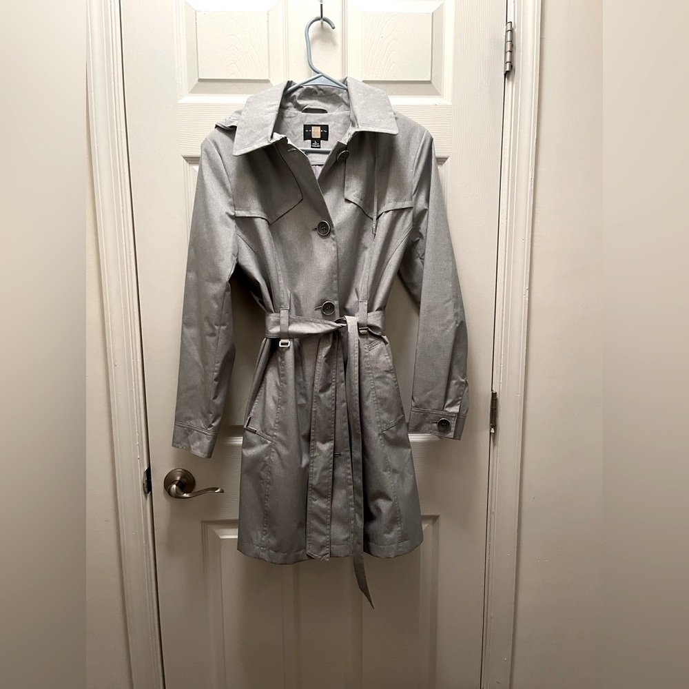 Gallery Women’s Hooded Waterproof Trench Raincoat with belt